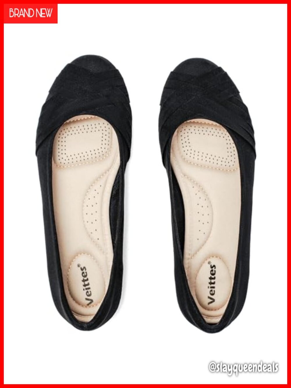 Wide Width Dress Ballet Flats Round Toe Pull-On Memory Foam